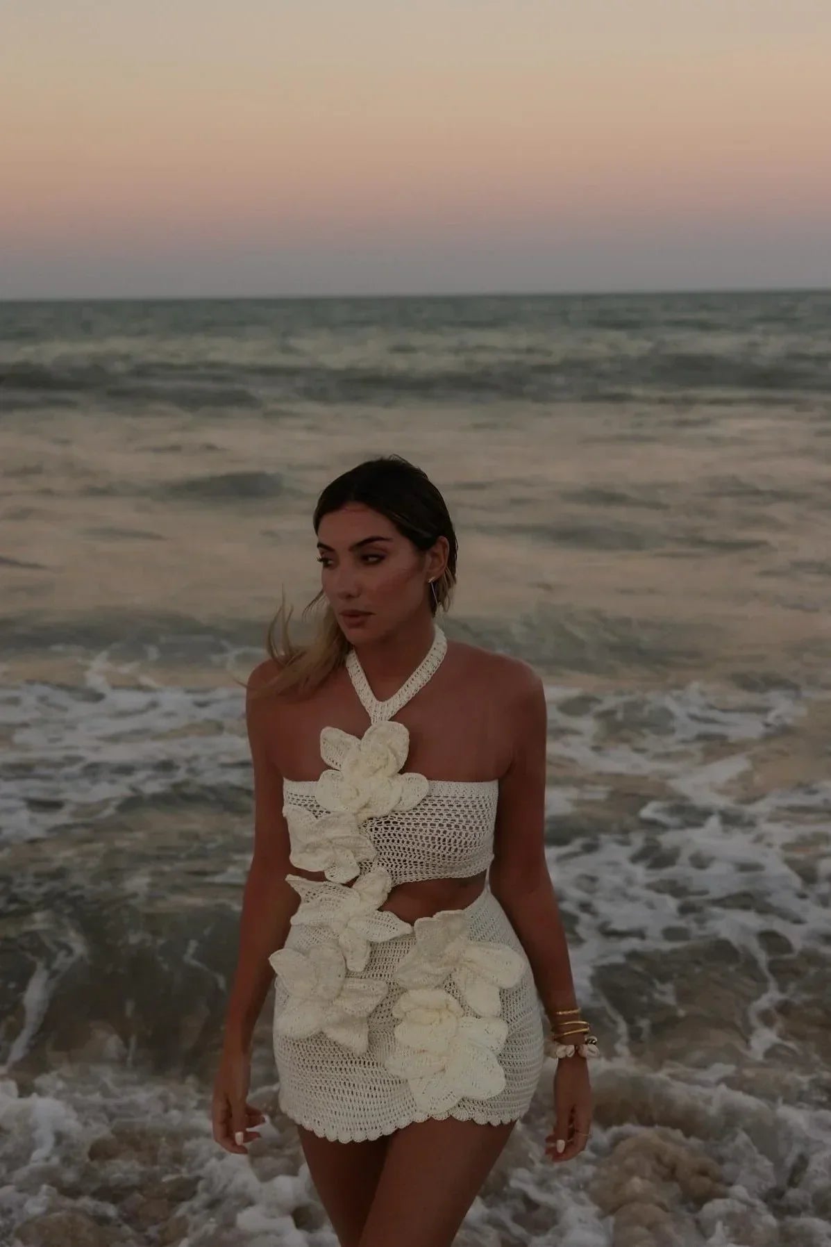 Lissée Paris™ | Robe en tricot à fleurs