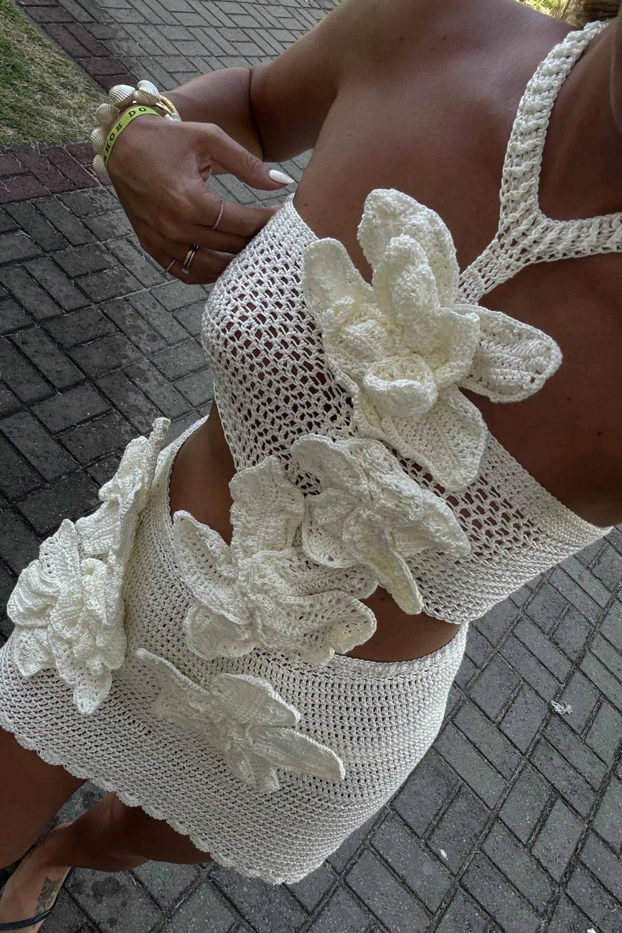 Lissée Paris™ | Robe en tricot à fleurs