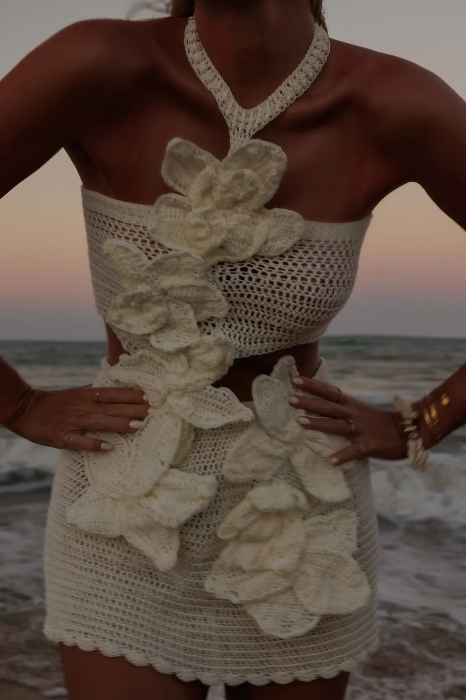 Lissée Paris™ | Robe en tricot à fleurs
