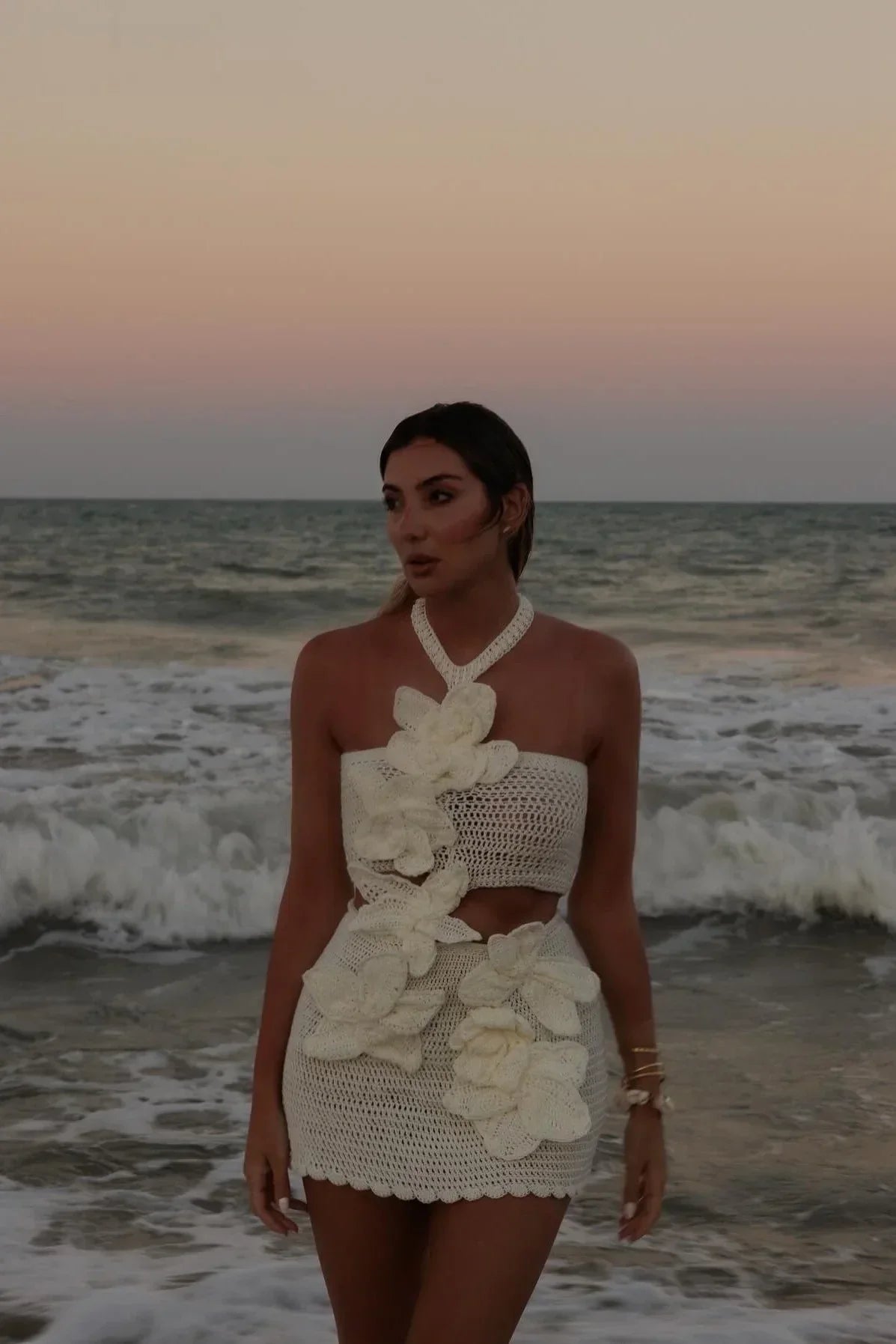 Lissée Paris™ | Robe en tricot à fleurs